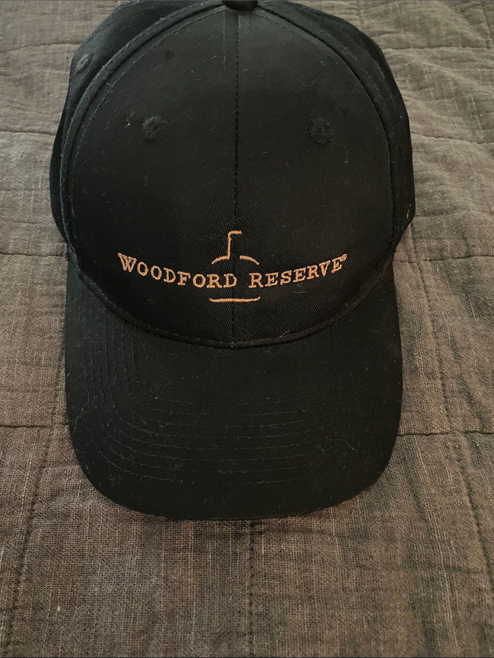 Woodford Reserve Black Baseball Cap with Gold Embroidered Logo